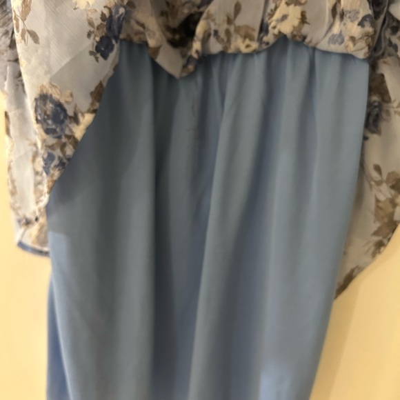 Blue floral dress. V-neck. Adjustable straps. Never worn but has no tags - Picture 2 of 4
